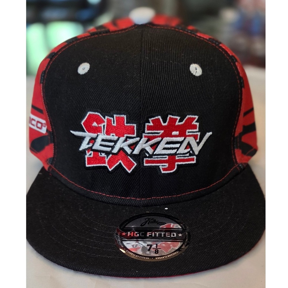 Headgear Classics Tekken Hat Mens 7 1/8 Red Black New Zebra Tiger Print